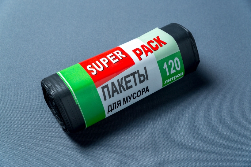 Пакети для сміття SUPERPACK, 120 л., 10 шт., 20 мкм LDPE